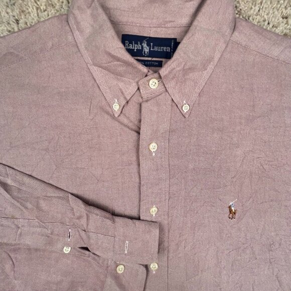 Ralph Lauren Other - Ralph Lauren Button Up Shirt Long Sleeve Cotton Size 16.5 35 Red White Blend